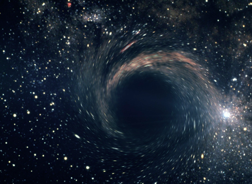 Grafische Darstellung eines Schwarzen Lochs &ndash; ein mysteri&ouml;ses astronomisches Objekt mit extrem starker Gravitation. Bild: Sender / BBC / Darkside Animation