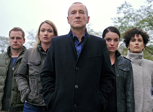 Hauptkommissar Jan Fabel (Peter Lohmeyer) und seine Kollegin Maria Klee (Lisa Maria Potthoff), Henk Herrmann (Hinnerk Sch&ouml;nemann), die Polizeipsychologin Dr. Susanne Eckhardt (Marie-Lou Sellem) und die neue Mitarbeiterin Anna Wolff (Ina Paule Klink, ). Bild: Sender