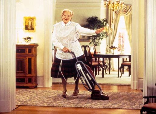 Robin Williams als Daniel Hillard und Kinderm&auml;dchen Mrs. Euphegenia Doubtfire. Bild: Sender