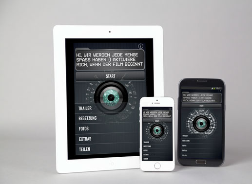 Die ZDF-Zuschauer und Nutzer k&ouml;nnen sich das filmbegleitende Second Screen-Angebot im Appstore herunterladen. Die App "Iris" muss bei Filmstart aktiviert werden. Bild: Sender / Rico Rossival 