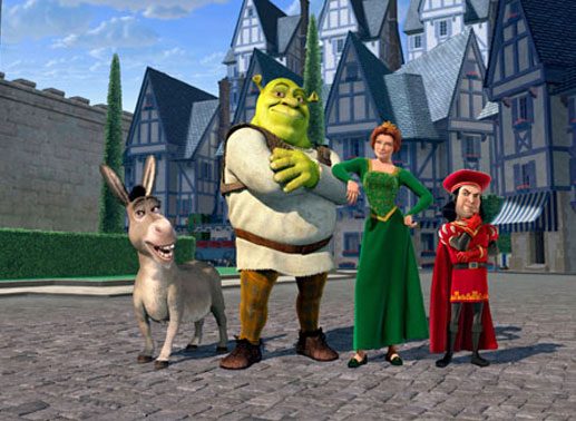 Lord Farquaad hat sie in den stinkigen Morast verbannt. Nur, wenn Shrek f&uuml;r den Tyrannen die bezaubernde Prinzessin Fiona aus den F&auml;ngen eines Drachen befreit, soll wieder Ruhe einkehren. Gemeinsam mit dem quasselnden Esel macht sich Shrek auf den Weg. Bild: Sender