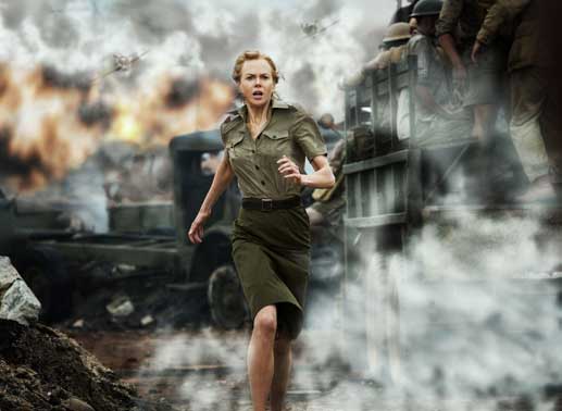 Als Sarah (Nicole Kidman) nach Darwin zur&uuml;ckkehrt, um Nullah aus der Missionsstation zu holen, wird dies von den Japanern bombadiert ... Bild: Sender