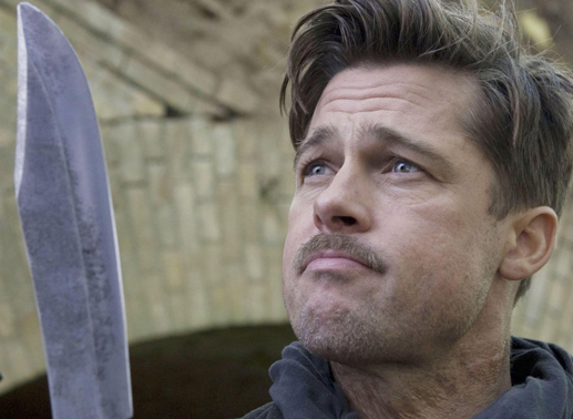 Leutnant Aldo Raine (Brad Pitt) leitet eine Gruppe von j&uuml;disch-amerikanischen Soldaten, die es sich zur Aufgabe gemacht hat, ebenso &uuml;berraschende wie brutale Vergeltungsschl&auml;ge durchzuf&uuml;hren. Bild: Sender
