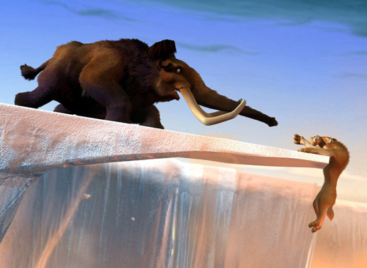 Dem &uuml;bellaunigen Mammut Manfred l&auml;uft eines Tages das quirlige Faultier Sid &uuml;ber den Weg. Bild: Sender
