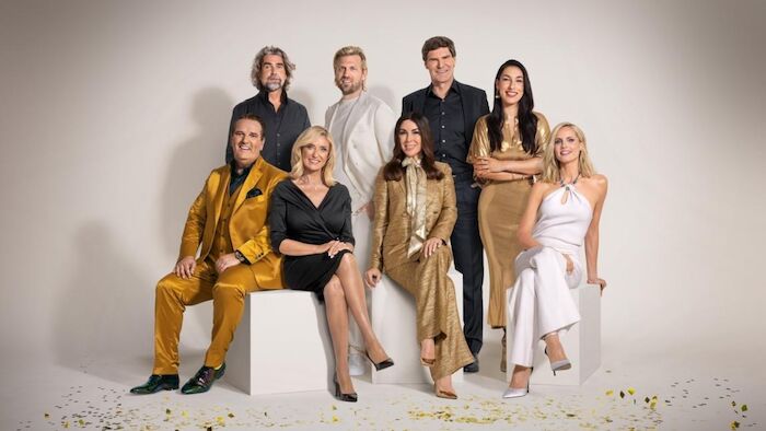 Die Höhle der Löwen: Ralf Dümmel, Nils Glagau, Dagmar Wöhrl, Tillman Schulz, Judith Williams, Carsten Maschmeyer, Tijen Onaran, Janna Ensthaler. Bild: Sender / RTL / Boris Breuer