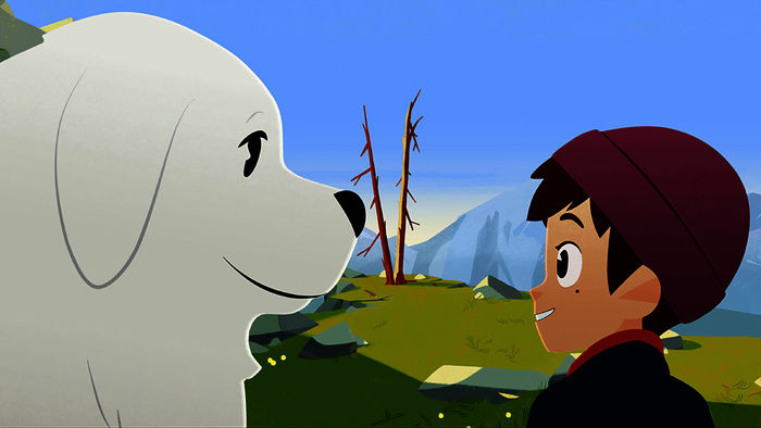 Eine ungew&ouml;hnliche Freundschaft in den Bergen: Belle (li.) und Sebastian (re.). Bild: Sender / ZDF / Gaumont Animation / PP Animation III Inc