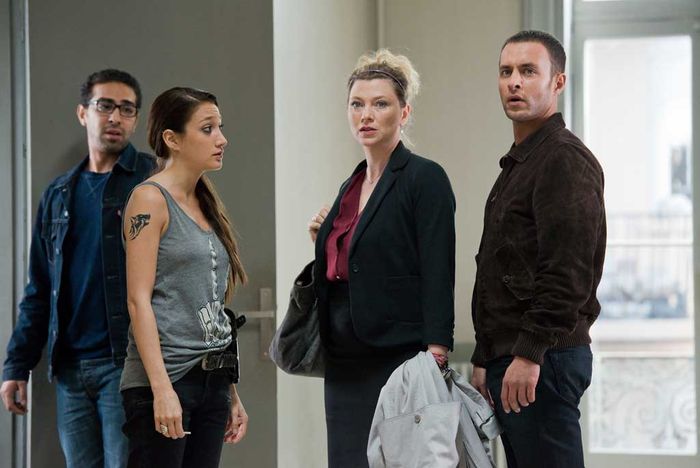 Candice Renoir und ihr neues Team: Jean Baptiste Mejdaoui (Mhamed Areski) Chrystelle Da Silva (Gaya Verneuil), Candice Renoir (Cécile Bois) und Antoine Dumas (Rapha‘l Lenglet). Bild: Sender / Fabien Malot