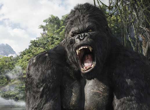 Um der vielfach erz&auml;hlten Legende des Riesenaffen Kong auf den Grund zu gehen, macht sich eine Filmcrew auf den Weg zu der geheimnisvollen Insel Skull Island. Im unber&uuml;hrten Dschungel begegnen ihnen pr&auml;historische Riesenwesen und schlie&szlig;lich deren Erzfeind: King Kong. Bild: Sender / Universal Pictures