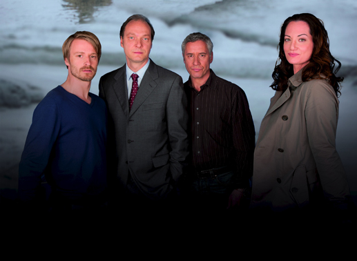 Die Hauptdarsteller: Max von Pufendorf, Martin Brambach, Ralph Herforth und Natalia W&ouml;rner. Bild: Sender