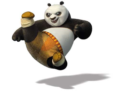 Panda Po (gesprochen von Hape Kerkeling) ist ein Freund der Gem&uuml;tlichkeit, doch wenn sein Einsatz gefordert ist, steht der pelzige Knuddel bereit. Bild: Sender